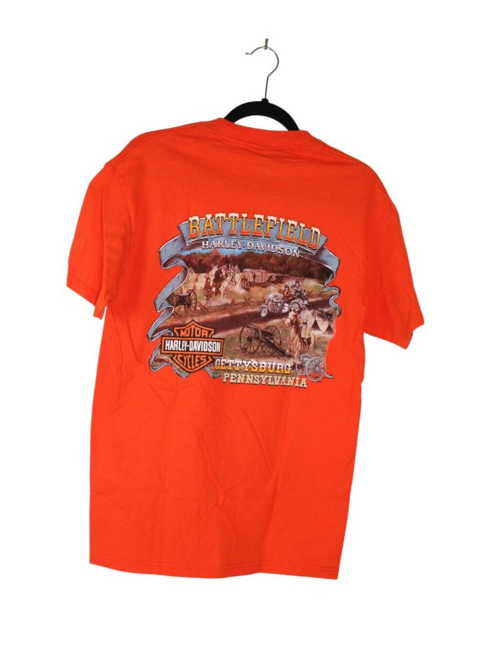 Harley-Davidson Unisex Orange Battlefield T-Shirt M Gettysburg Pennsylvania - Picture 2 of 4